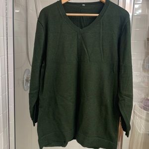 Olive green v neck pullover sweater